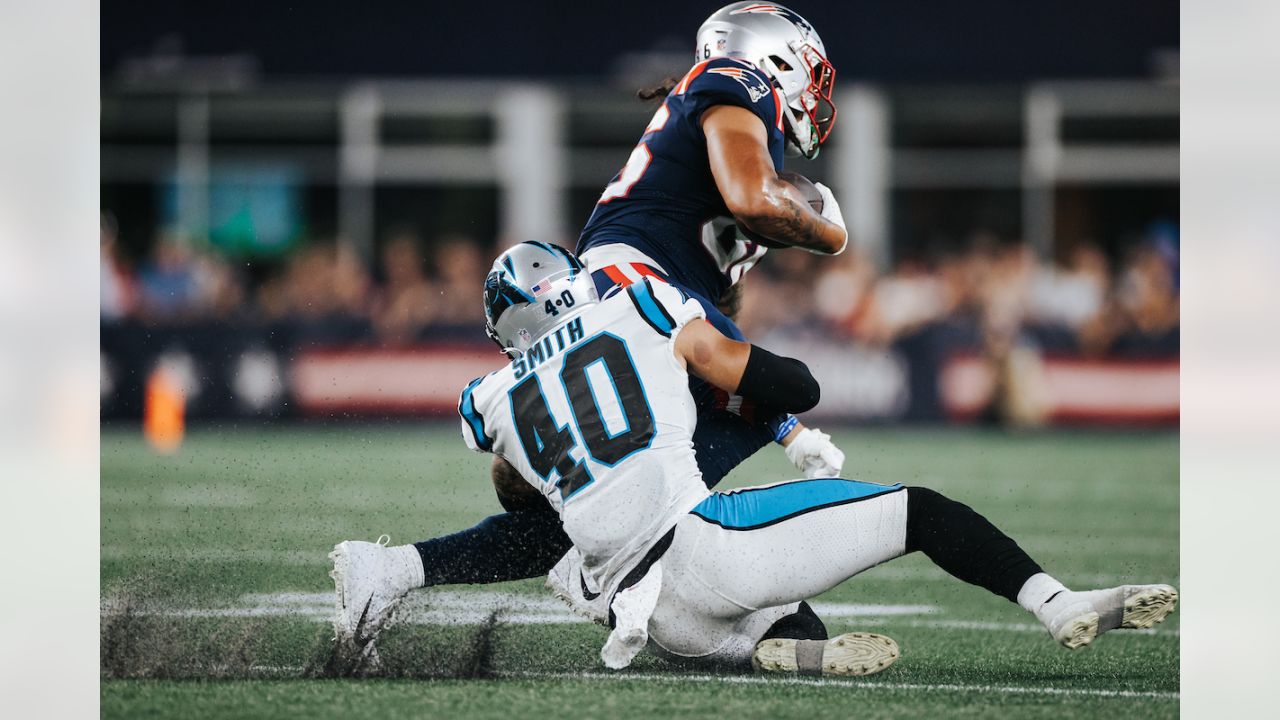 Panthers LT Ikem Ekwonu flattens Patriots defender in 1st start