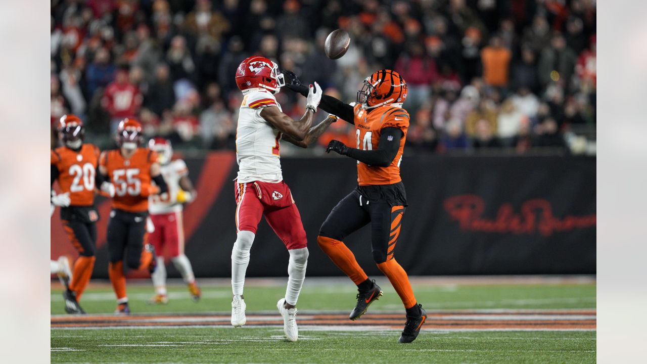 Kansas City Chiefs running back Isiah Pacheco celebrates after they beat  the Los Angeles Chargers in an NFL football game, Thursday, Sept. 15, 2022  in Kansas City, Mo. (AP Photo/Reed Hoffmann Stock