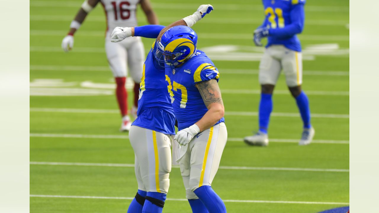 Los Angeles Rams defensive end Aaron Donald (99) during an NFL football  game against the Arizona Cardinals, Sunday, Oct. 3, 2021, in Inglewood,  Calif. The Arizona Cardinals defeated the Los Angeles Rams