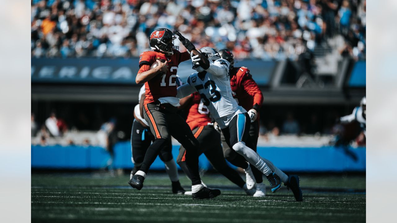 Carolina Panthers vs. Tampa Bay Buccaneers. Fans support on NFL Game.  Silhouette of supporters, big screen with two rivals in background Stock  Photo - Alamy