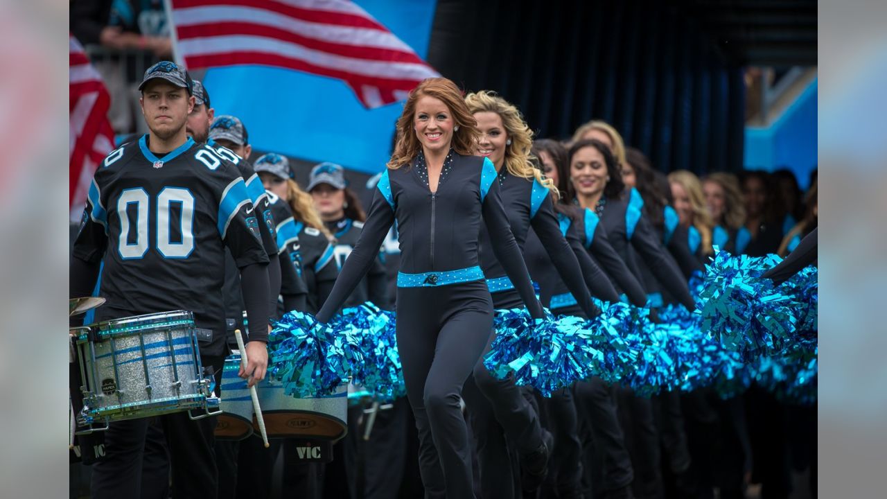 Carolina Panthers Top Cats cheerleaders during the NFL football game  between the Green Bay Packers and the Carolina Panthers on Sunday, Nov. 8,  2015 in Charlotte, NC. Jacob Kupferman/CSM *** Please Use