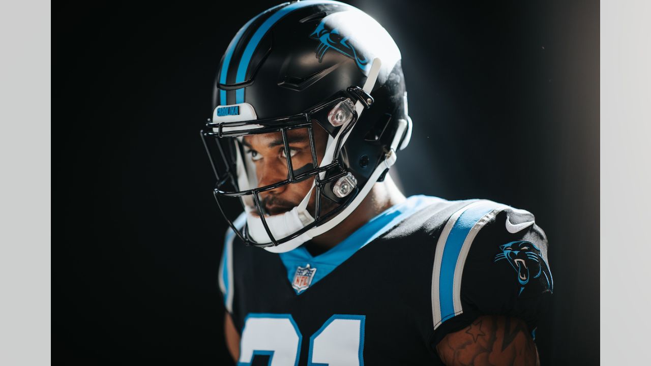 Behind the scenes of new Panthers black helmet photoshoot