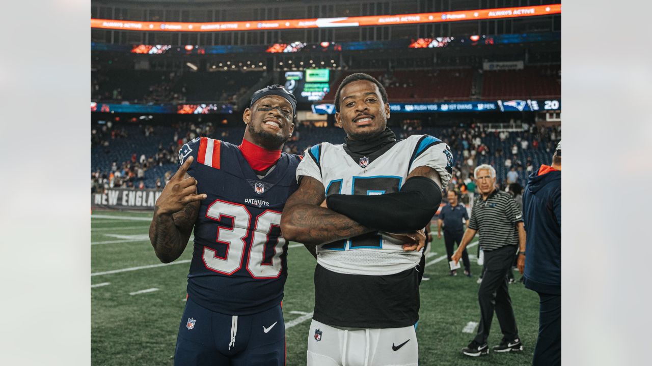 Carolina Panthers cornerback Tae Hayes (32) wears a Your Vote Counts shirt  prior to an NFL