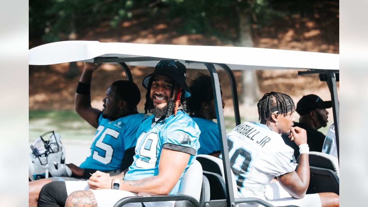 Carolina Panthers arriving at training camp in style