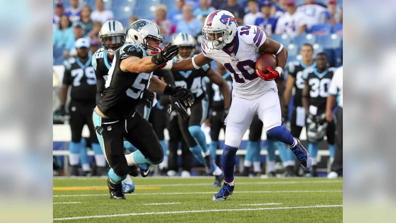 Buffalo Bills running back Karlos Williams (40) scores a touchdown against  the Carolina Panthers during the first half of an NFL preseason football  game on Friday, Aug. 14, 2015, in Orchard Park