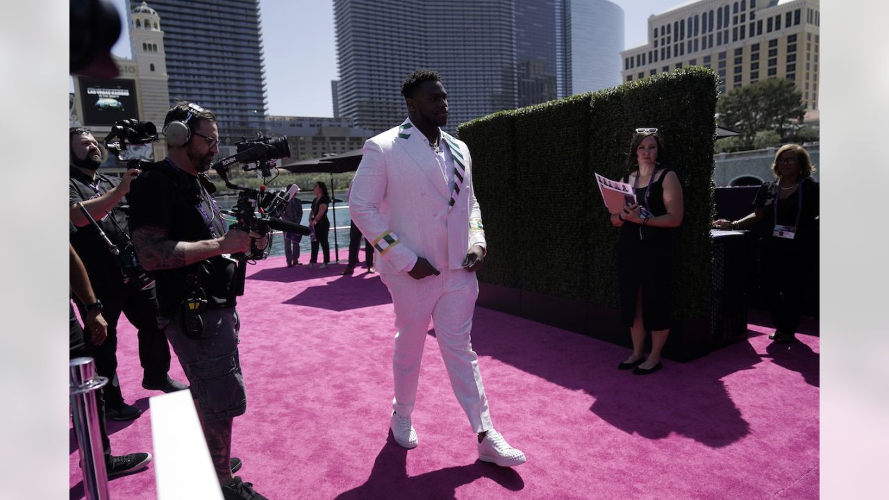 Alabama wide receiver Jameson Williams at the NFL Red Carpet Stage on  Thursday, April 28, 2022, …