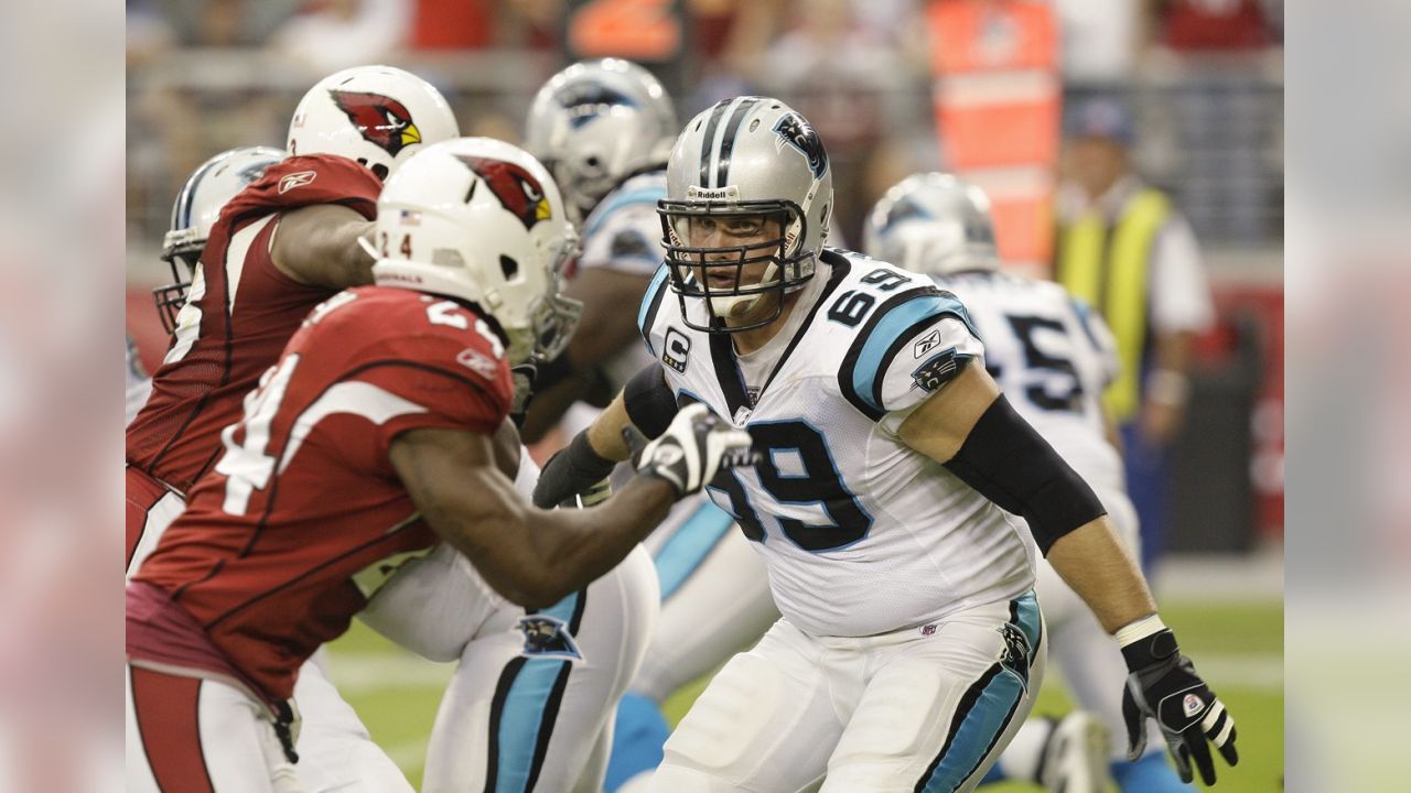 Carolina Panthers offensive tackle Jordan Gross (69) watches the