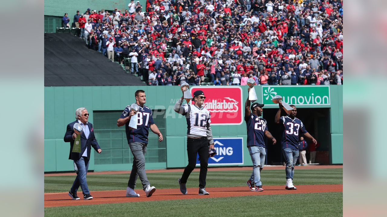 Patriots honored during Red Sox Opening Day ceremonies at Fenway Park