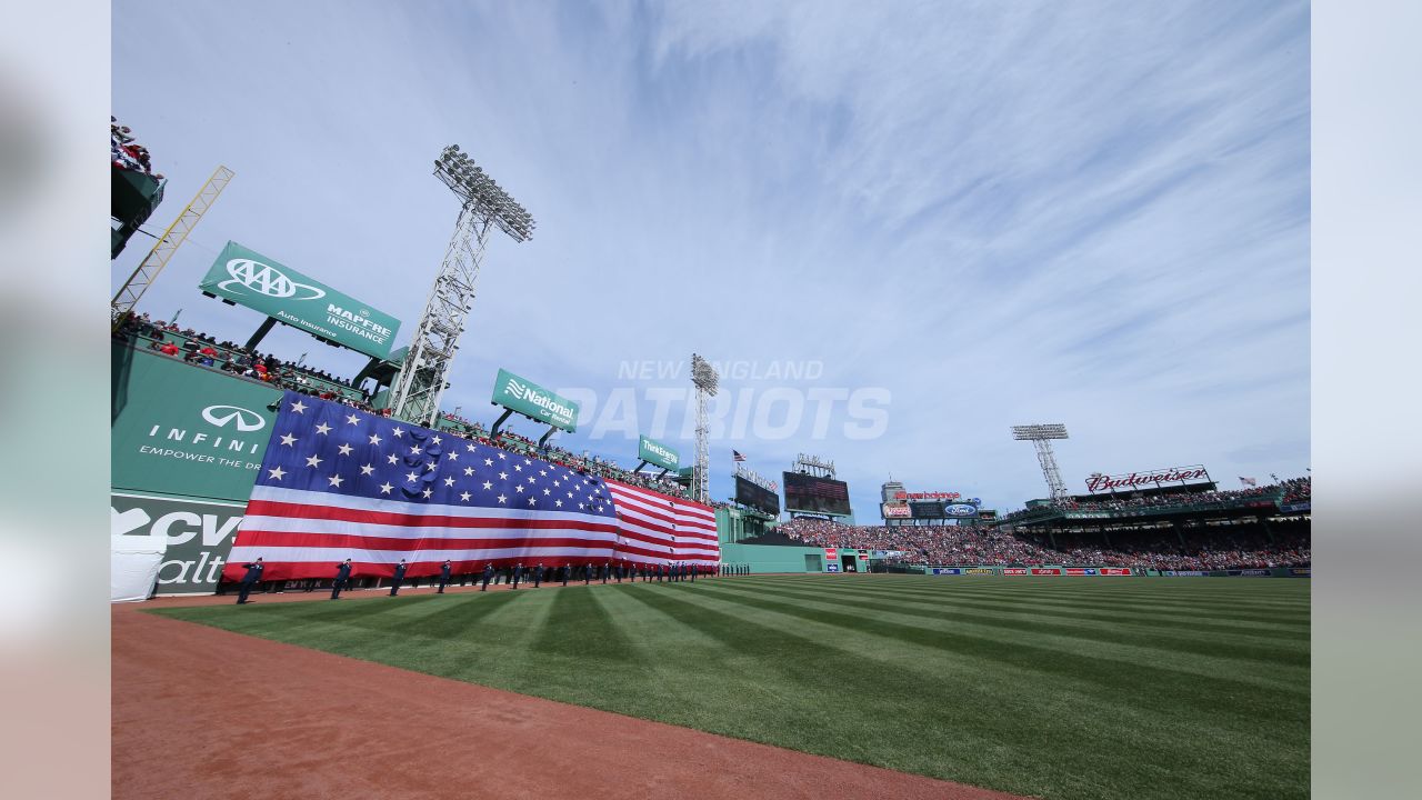 Patriots honored during Red Sox Opening Day ceremonies at Fenway Park