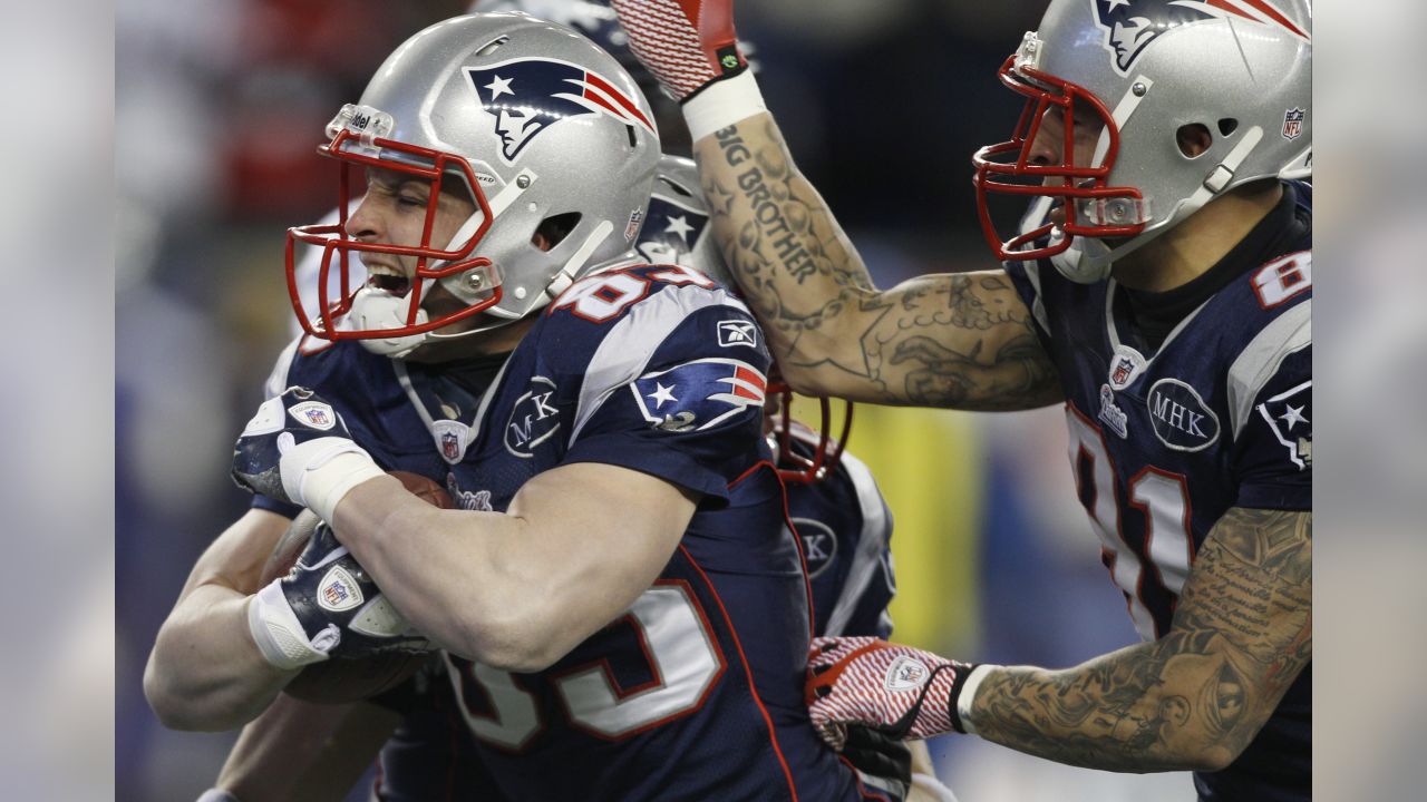 New England Patriots wide receiver Wes Welker (83) celebrates with