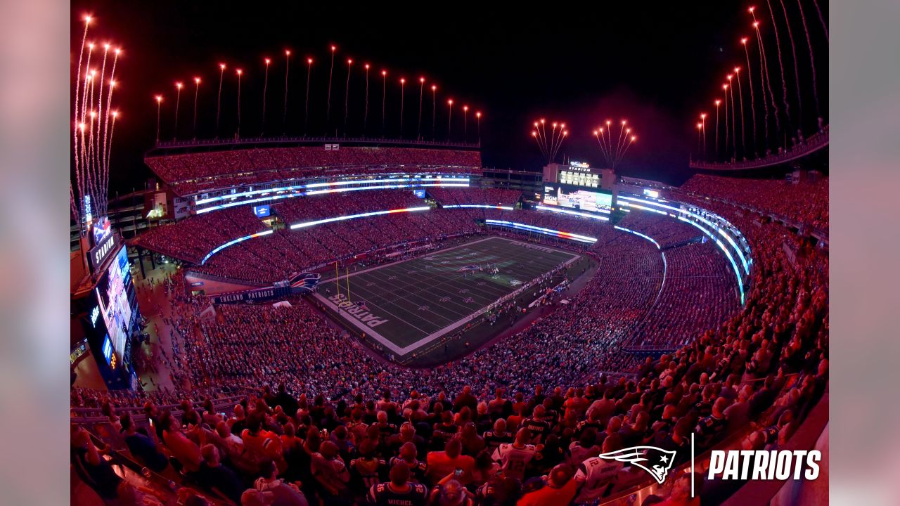 FOXBOROUGH, MA - JUNE 10: A general view of New England Patriots Super Bowl  banners during a match between the New England Revolution and Inter Miami  CF on June 10, 2023, at