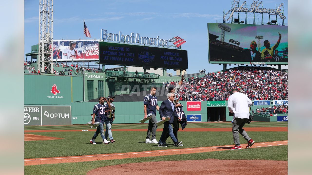 Patriots honored during Red Sox Opening Day ceremonies at Fenway Park