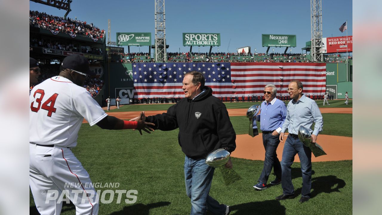 David Ortiz and Devin McCourty throw ceremonial pitches at Red Sox