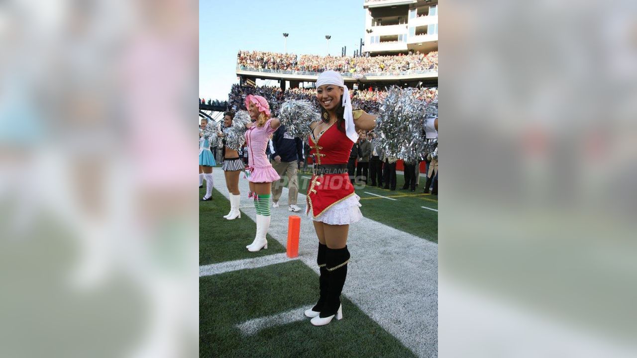 New England Patriot cheerleaders in Halloween costume at Gillette Stadium,  the home of Super Bowl champs