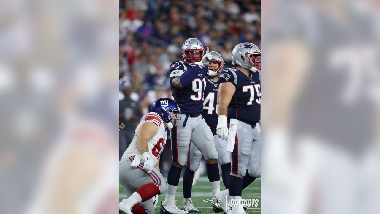 New York Giants cornerback Julian Love (37) tackles New England Patriots  wide receiver Julian Edelman in the first half of an NFL preseason football  game, Thursday, Aug. 29, 2019, in Foxborough, Mass. (