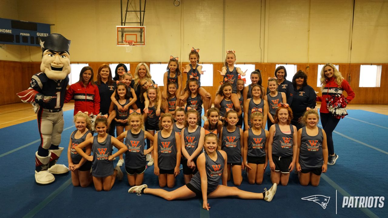 Patriots Cheerleaders participate in Papa Gino's Pizza and Pom Poms