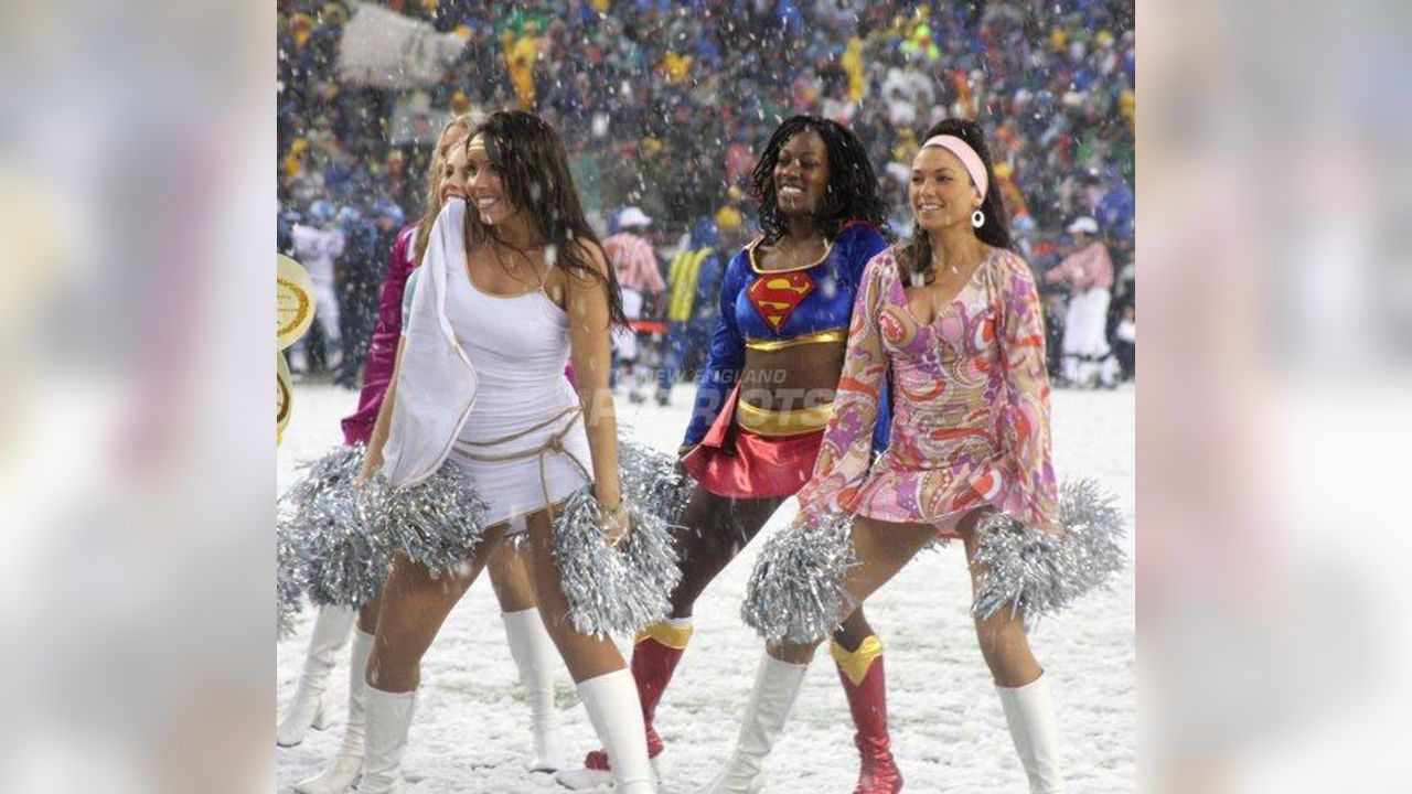 28 October 2007: Patriot Cheerleaders perform pregame dressed in their  halloween costumes. The New England Patriots