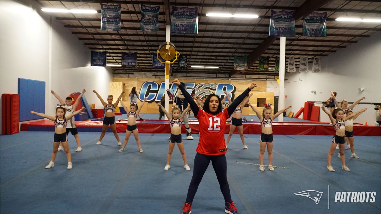 Patriots Cheerleaders participate in Papa Gino's Pizza and Pom Poms