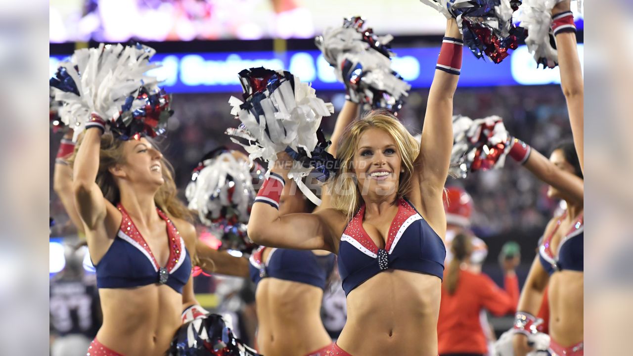 Cheerleaders perform during Patriots-Chiefs Game