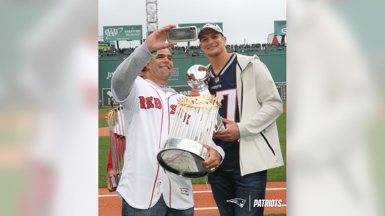 Red Sox World Series trophies come to town