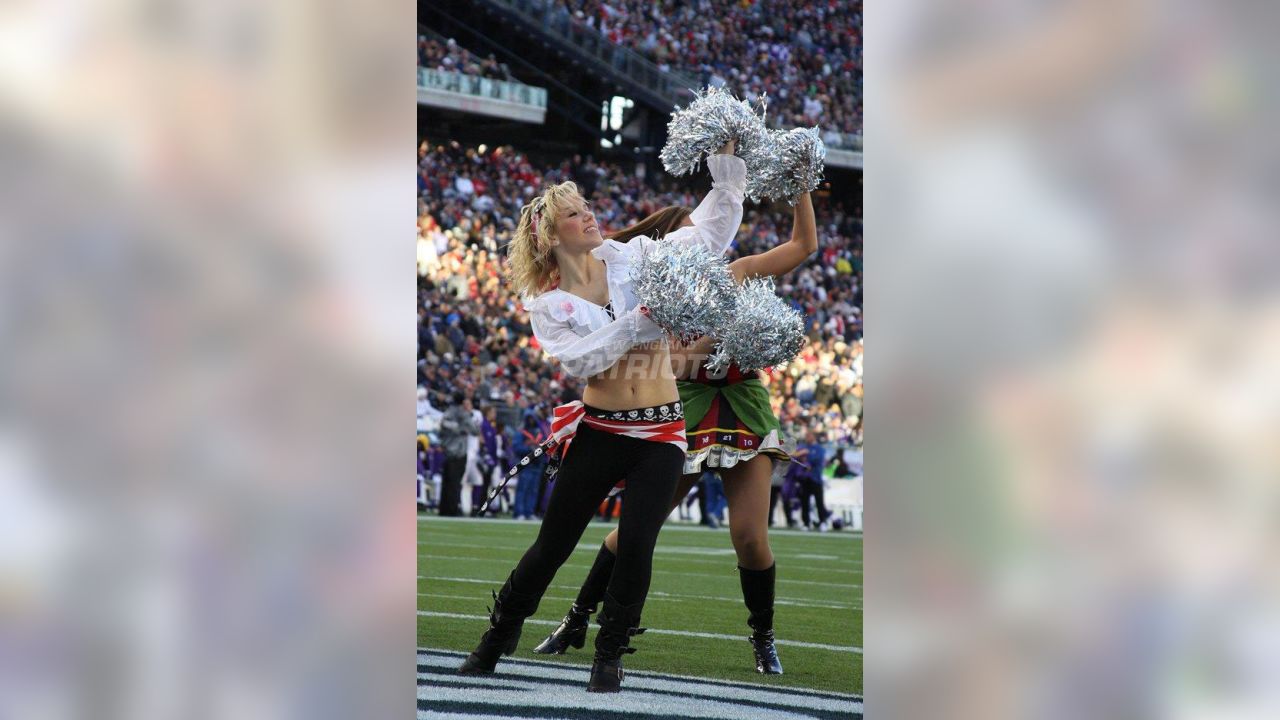 New England Patriot cheerleaders in Halloween costume at Gillette Stadium,  the home of Super Bowl champs