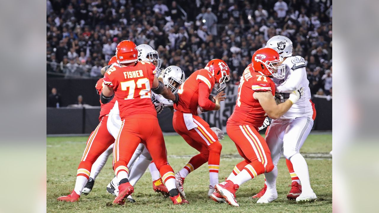 Las Vegas Raiders vs. Kansas City Chiefs. NFL Game. American Football  League match. Silhouette of professional player celebrate touch down.  Screen in Stock Photo - Alamy