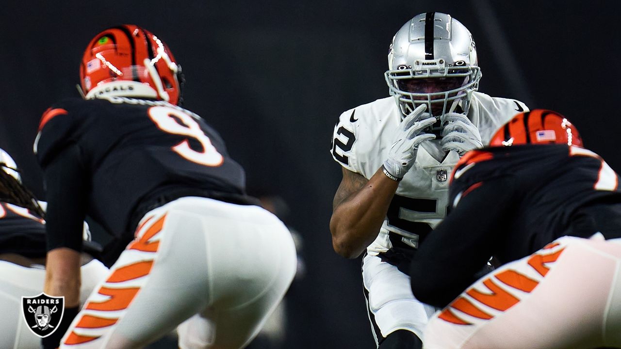 Las Vegas Raiders line backer Denzel Perryman (52) after playing the Kansas  City Chiefs during an NFL Professional Football Game Sunday, Nov. 14, 2021,  in Las Vegas. (AP Photo/John McCoy Stock Photo - Alamy