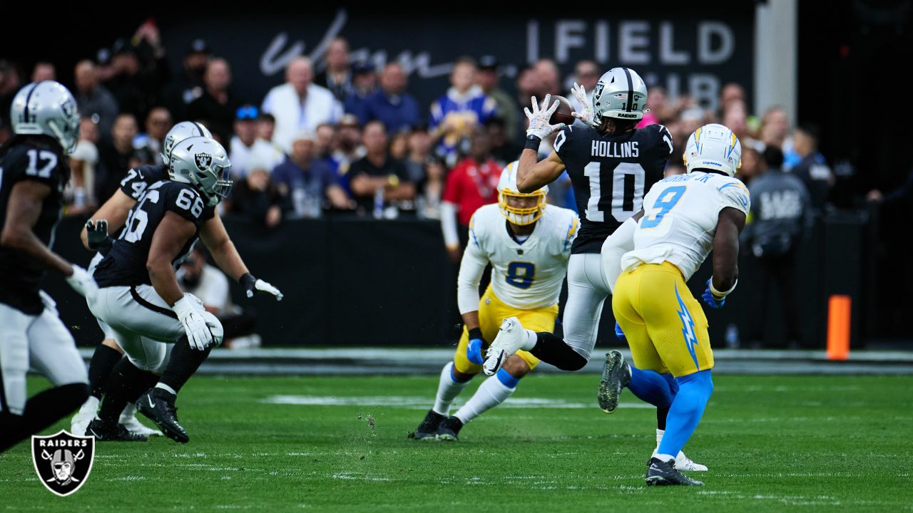 Las Vegas Raiders wide receiver Mack Hollins (10) runs during the