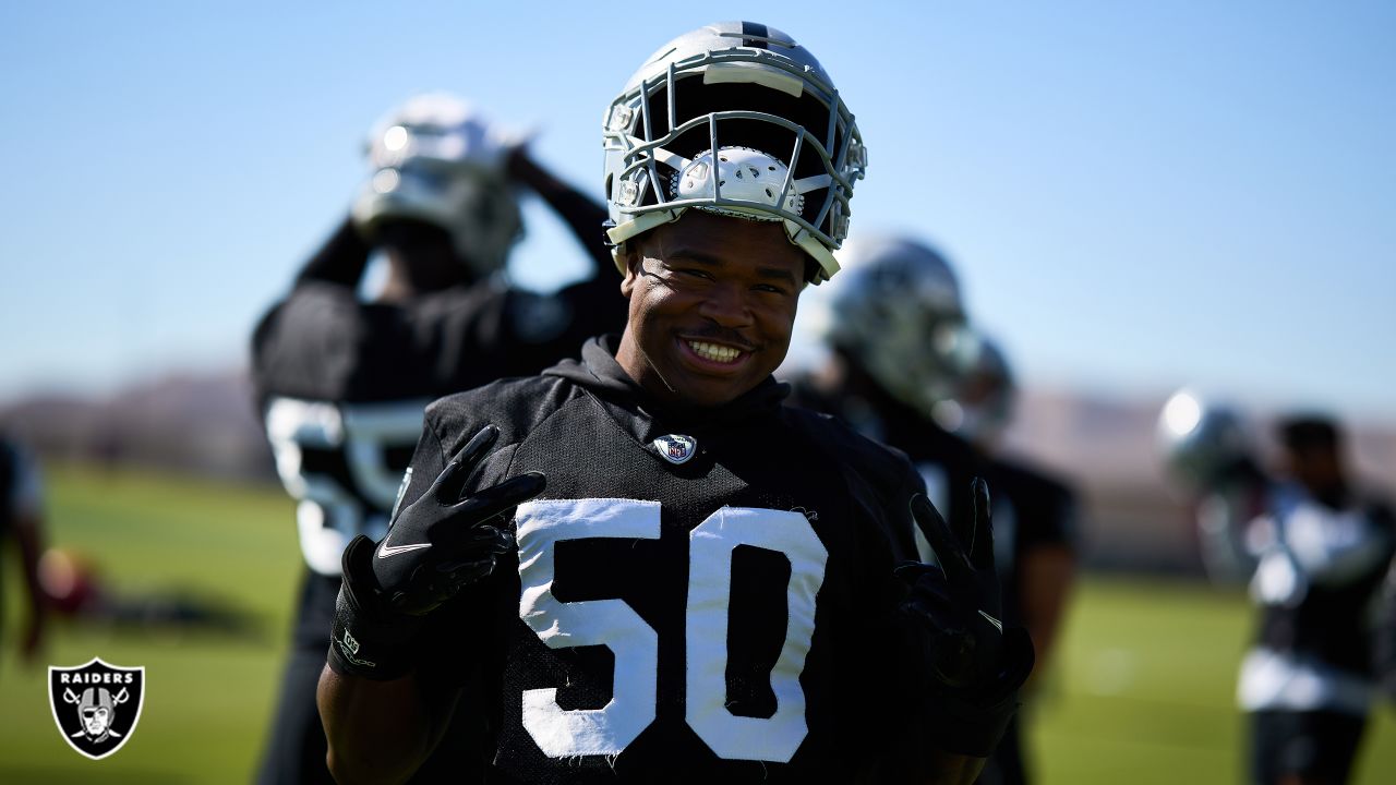 Las Vegas Raiders linebacker Jayon Brown (50) before a NFL