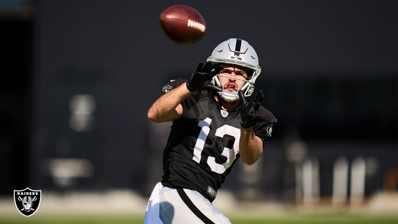 FILE - Las Vegas Raiders wide receiver Hunter Renfrow (13) runs the ball  against the Kansas City Chiefs during the first half of an NFL football game  Jan. 7, 2023, in Las