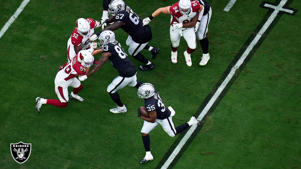 NASHVILLE, TN - SEPTEMBER 25: Las Vegas Raiders safety Isaiah Pola-Mao (20)  stands on the sidelines in the game between the Tennessee Titans and the  Las Vegas Raiders on September 25, 2022