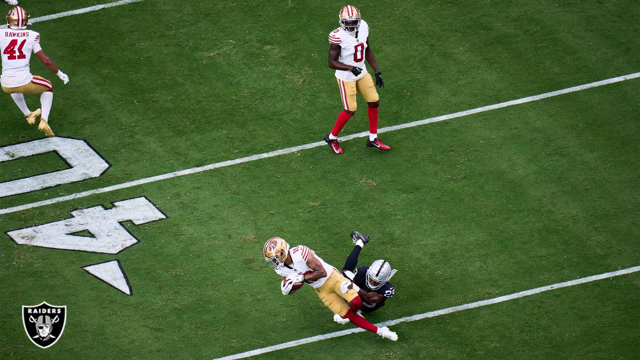 Las Vegas Raiders quarterback Chase Garbers #14 plays during a pre-season  NFL football game against the San Francisco 49ers Sunday, Aug. 13, 2023, in  Las Vegas. (AP Photo/Denis Poroy Stock Photo - Alamy