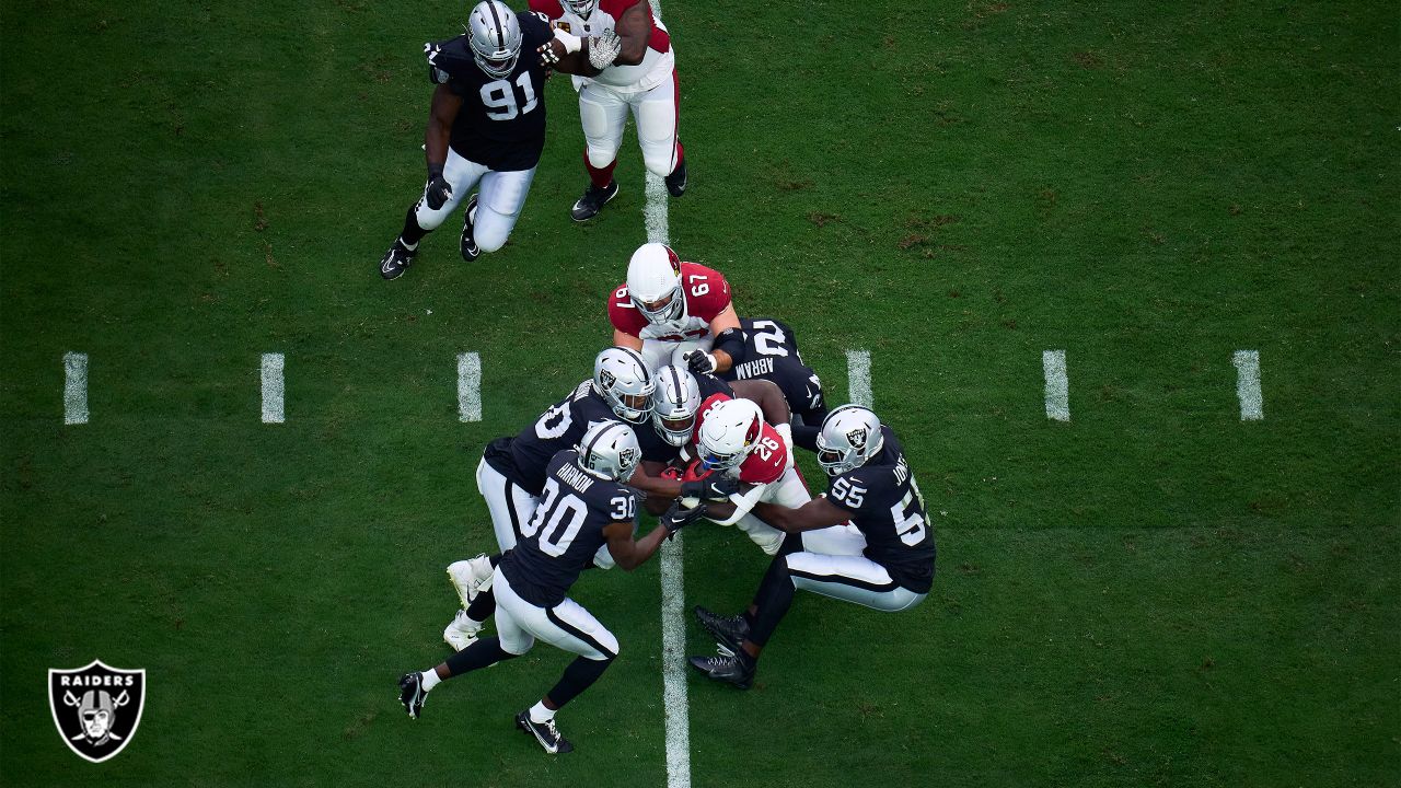 NASHVILLE, TN - SEPTEMBER 25: Las Vegas Raiders safety Isaiah Pola-Mao (20)  stands on the sidelines in the game between the Tennessee Titans and the Las  Vegas Raiders on September 25, 2022