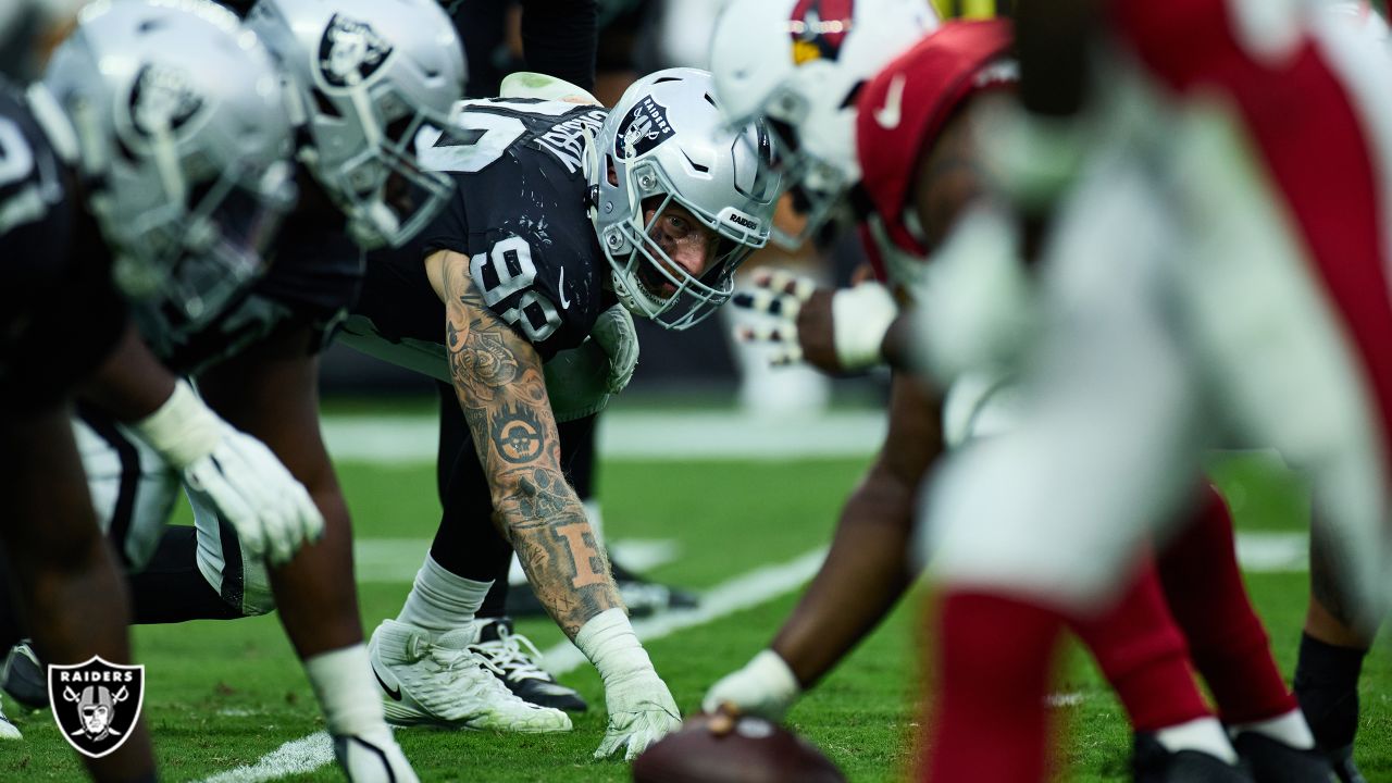 Las Vegas Raiders defensive end Maxx Crosby (98) runs a drill during a team  practice at the Rai …