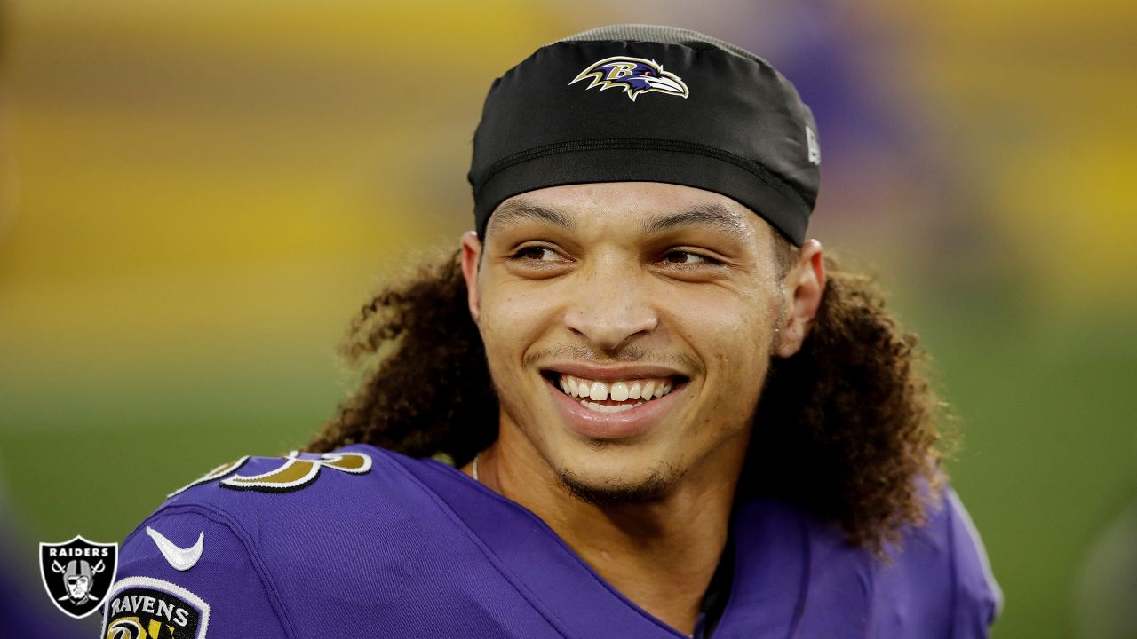 Raiders wide receiver Willie Snead (17) makes a catch before an NFL  football game against the P …