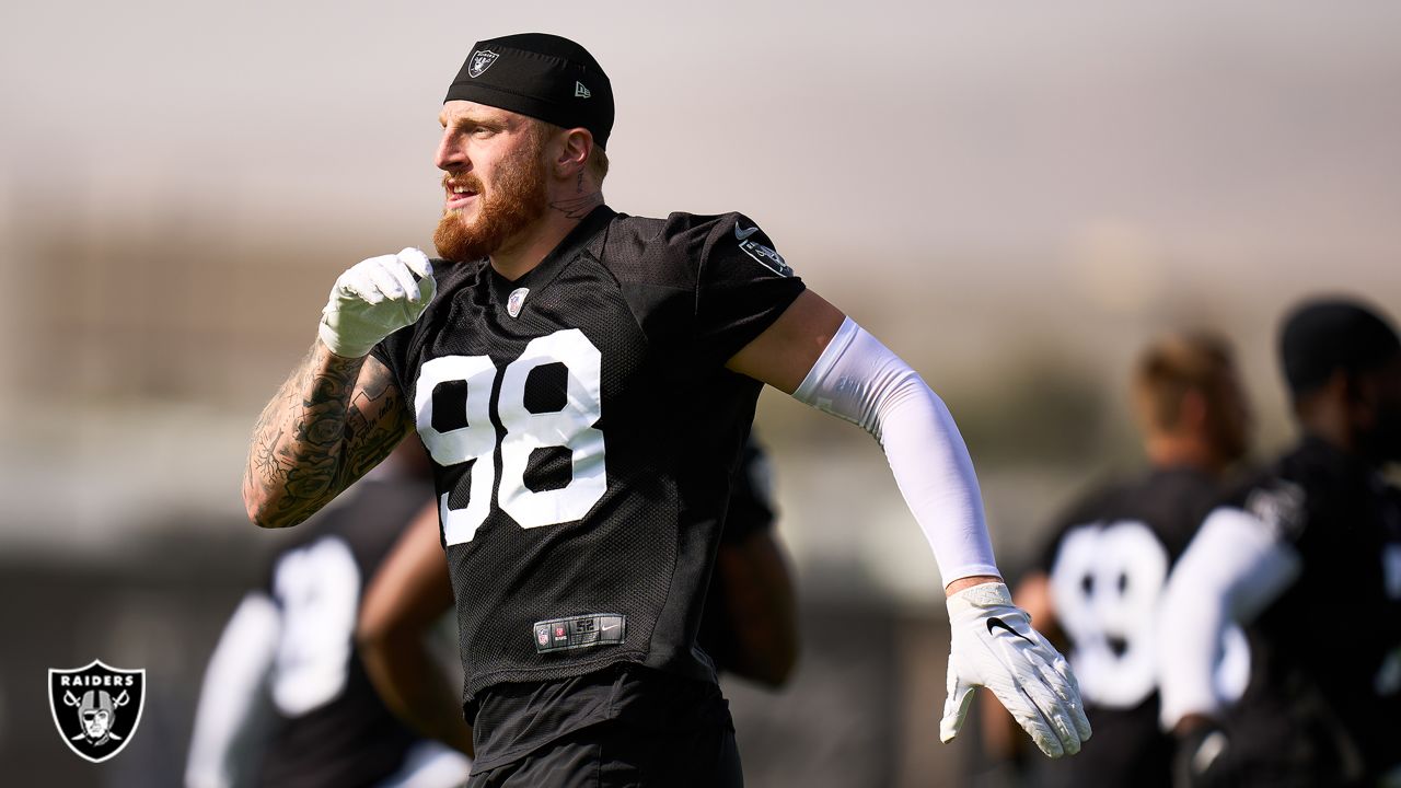 Las Vegas Raiders offensive tackle Thayer Munford Jr. (77) during the first  half of an NFL football game against the Arizona Cardinals, Sunday, Sept.  18, 2022, in Las Vegas. (AP Photo/Rick Scuteri