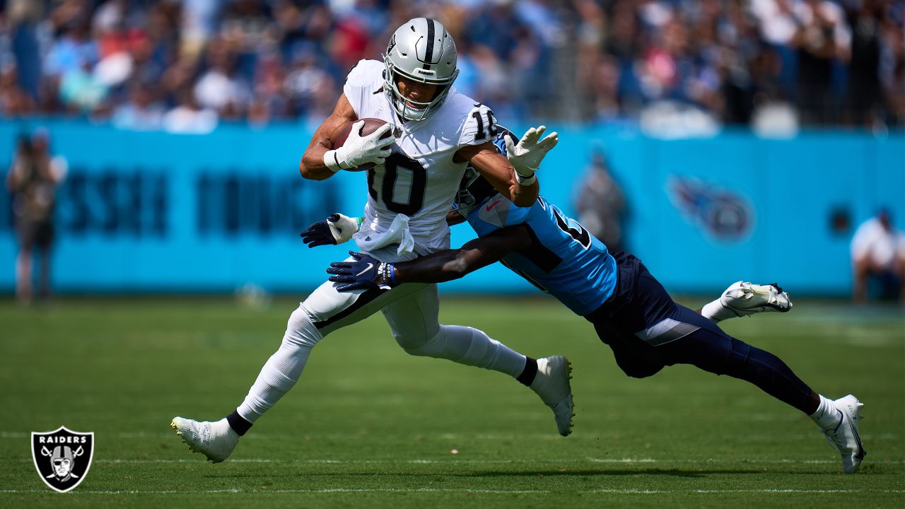 Las Vegas Raiders wide receiver Mack Hollins (10) runs during the