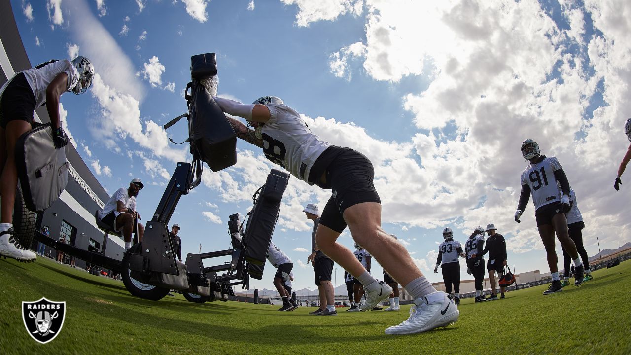 Defensive end Maxx Crosby mic'd up during 2023 Training Camp, motivates his  teammates and sets the bar for the first day of pads for the Las Vegas  Raiders