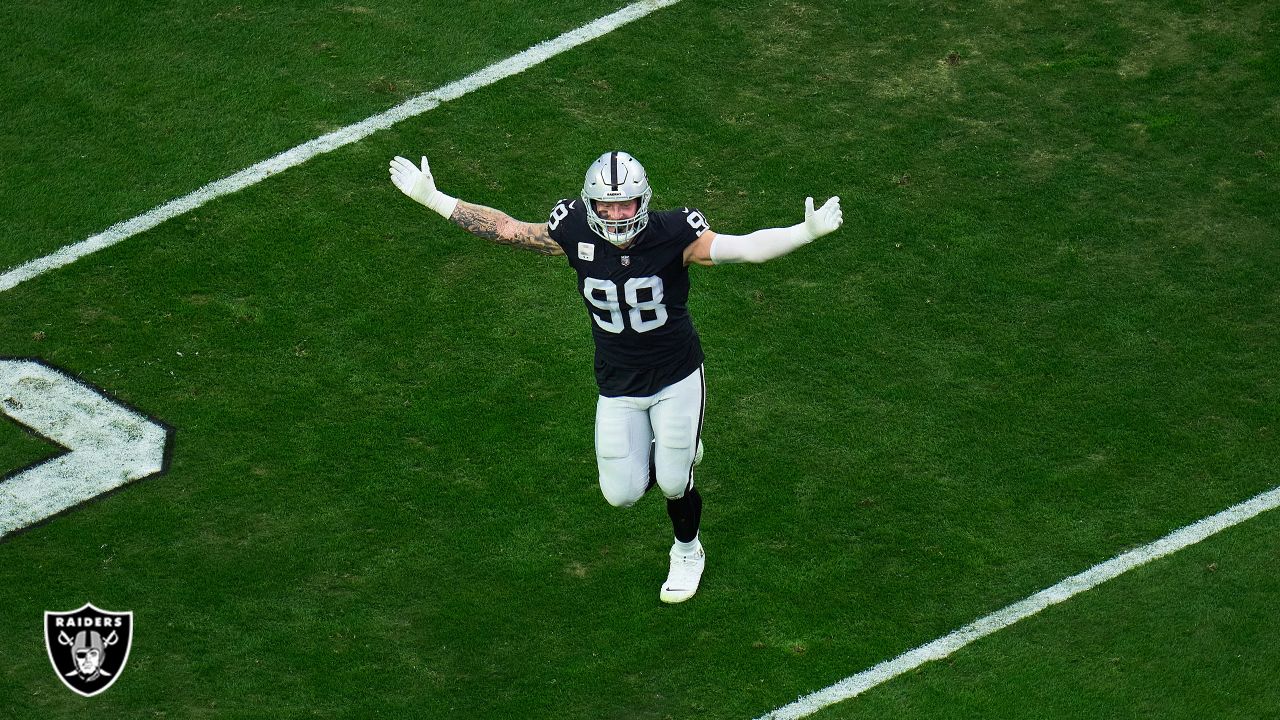 Las Vegas Raiders vs. Los Angeles Chargers. NFL Game. American Football  League match. Silhouette of professional player celebrate touch down.  Screen i Stock Photo - Alamy