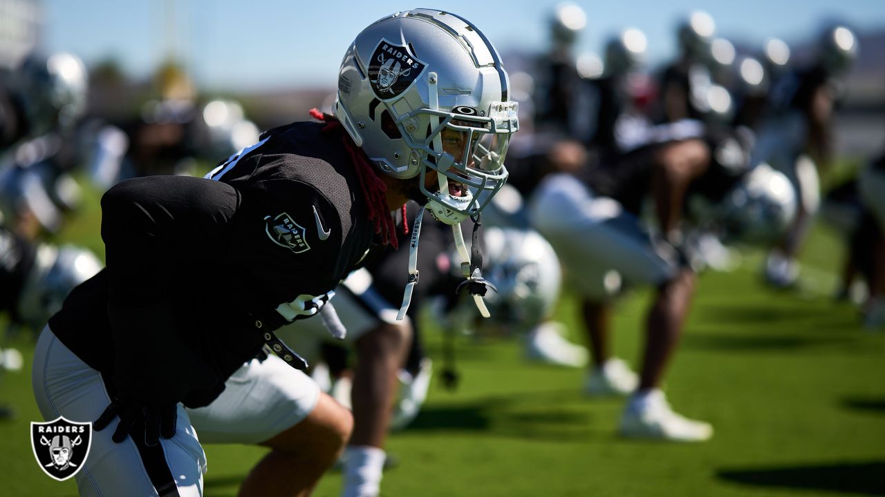 Raiders defensive end Clelin Ferrell (99) during an NFL football practice  on Wednesday, June 16 …