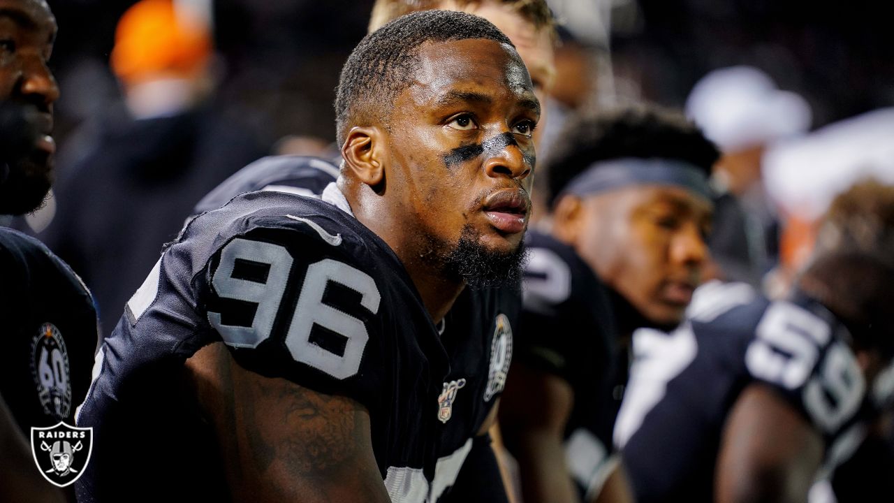 Oakland Raiders defensive end Clelin Ferrell in action during the