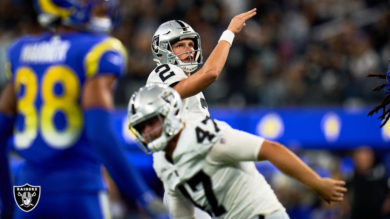 Place kicker Daniel Carlson of the Las Vegas Raiders watches a video  News Photo - Getty Images