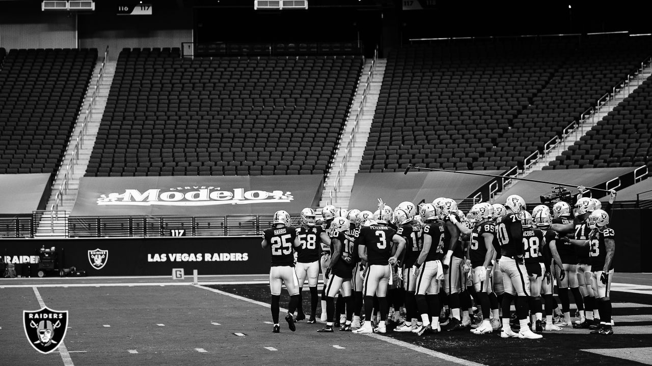 Las Vegas Raiders defensive end Carl Nassib (94) celebrates after  intercepting a pass in the fo …