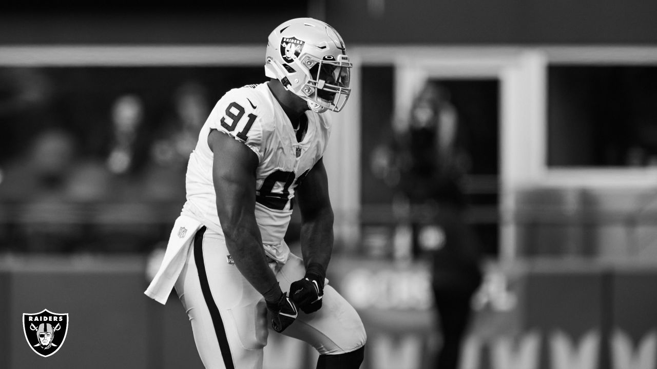 Las Vegas Raiders' Tyler Hall (37) sacks Denver Broncos