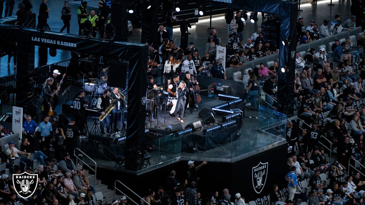 General overall view of Los Angeles Chargers and Las Vegas Raiders helmets  at the Allegiant Stadium construction site, Monday, May 11, 2020, in Las  Vegas. The stadium will be the home of