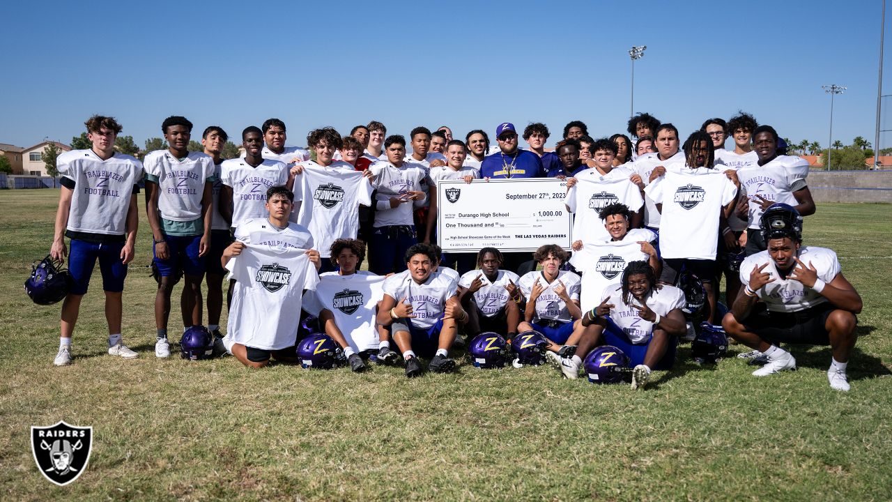 Photos: Raiders hype up local Las Vegas high school football teams