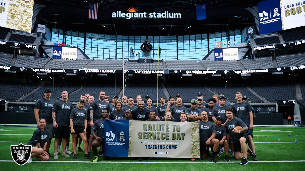 Military members train like the Las Vegas Raiders at Allegiant Stadium