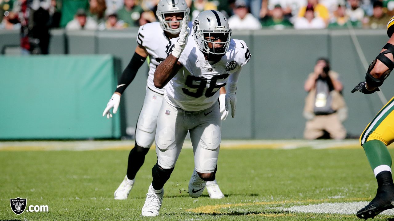 Las Vegas Raiders defensive end Clelin Ferrell (96) heads to the