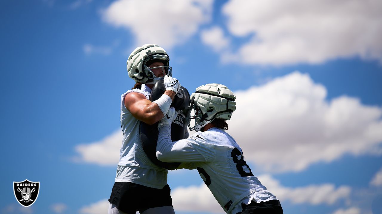 Las Vegas Raiders tight end Jacob Hollister (88) leaves the field