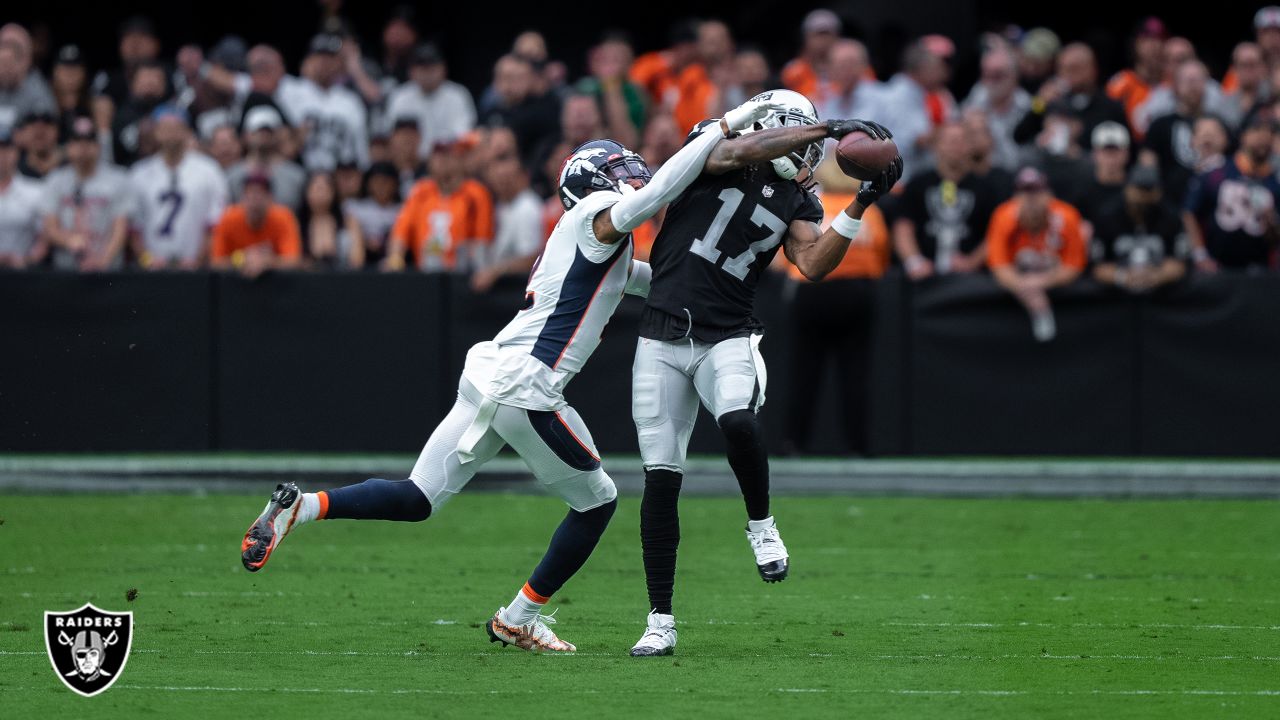 Las Vegas Raiders wide receiver Davante Adams (17) working out during  warm-ups before the start of an NFL football game against the Los Angeles  Chargers, Sunday, September 11, 2022 in Inglewood, Calif.